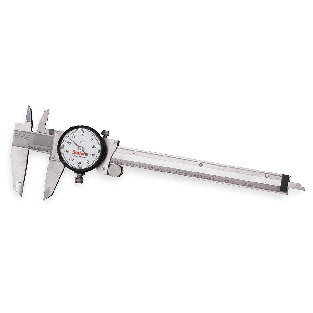 STARRETT 120A-6 W/SLC Dial Caliper w/SLC/Case,6 In,White 3DZP9
