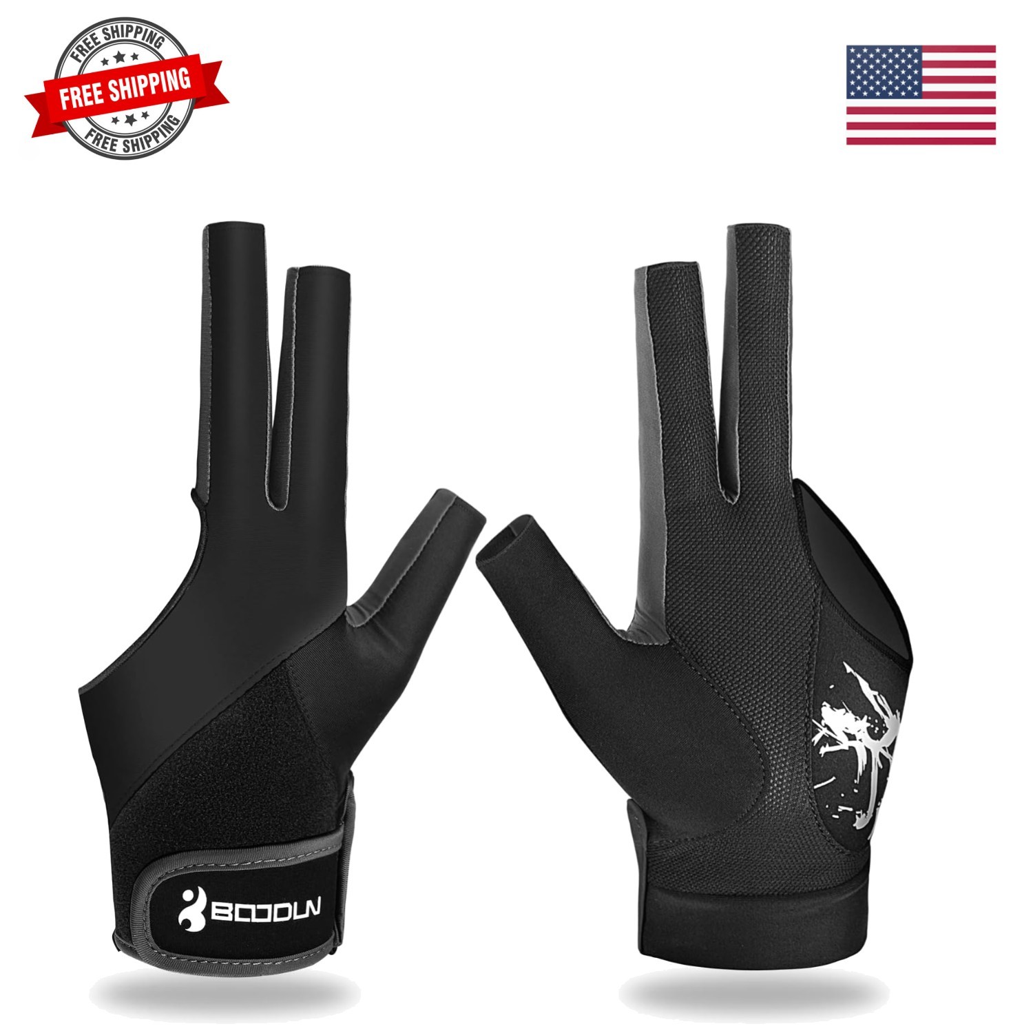 Billiard Pool Gloves for Left Hand 3 Finger, Splicing Process, Snooker Cue Sp...