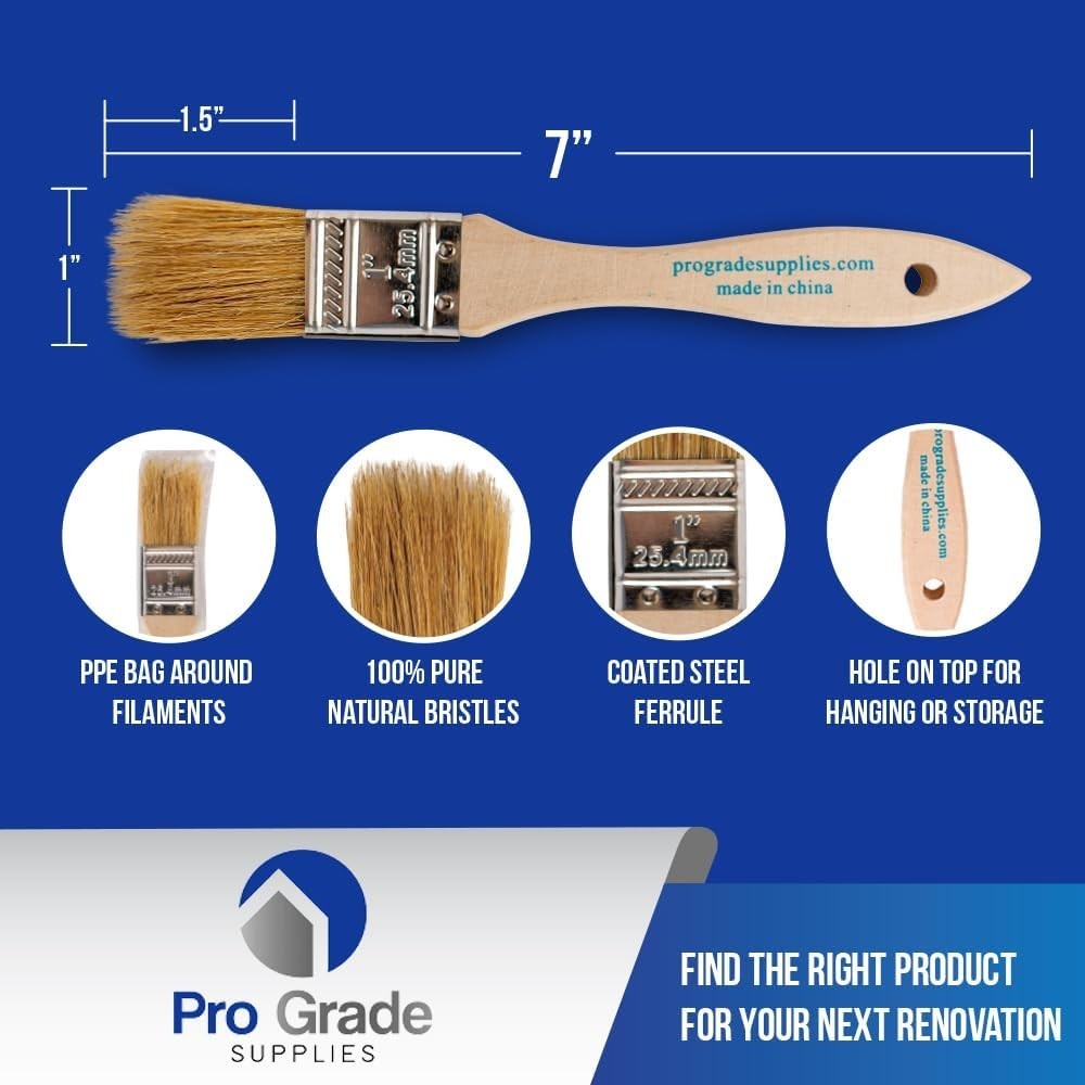 96-Pack 1" Chip Paint Brushes - Natural Bristles for Versatile Use