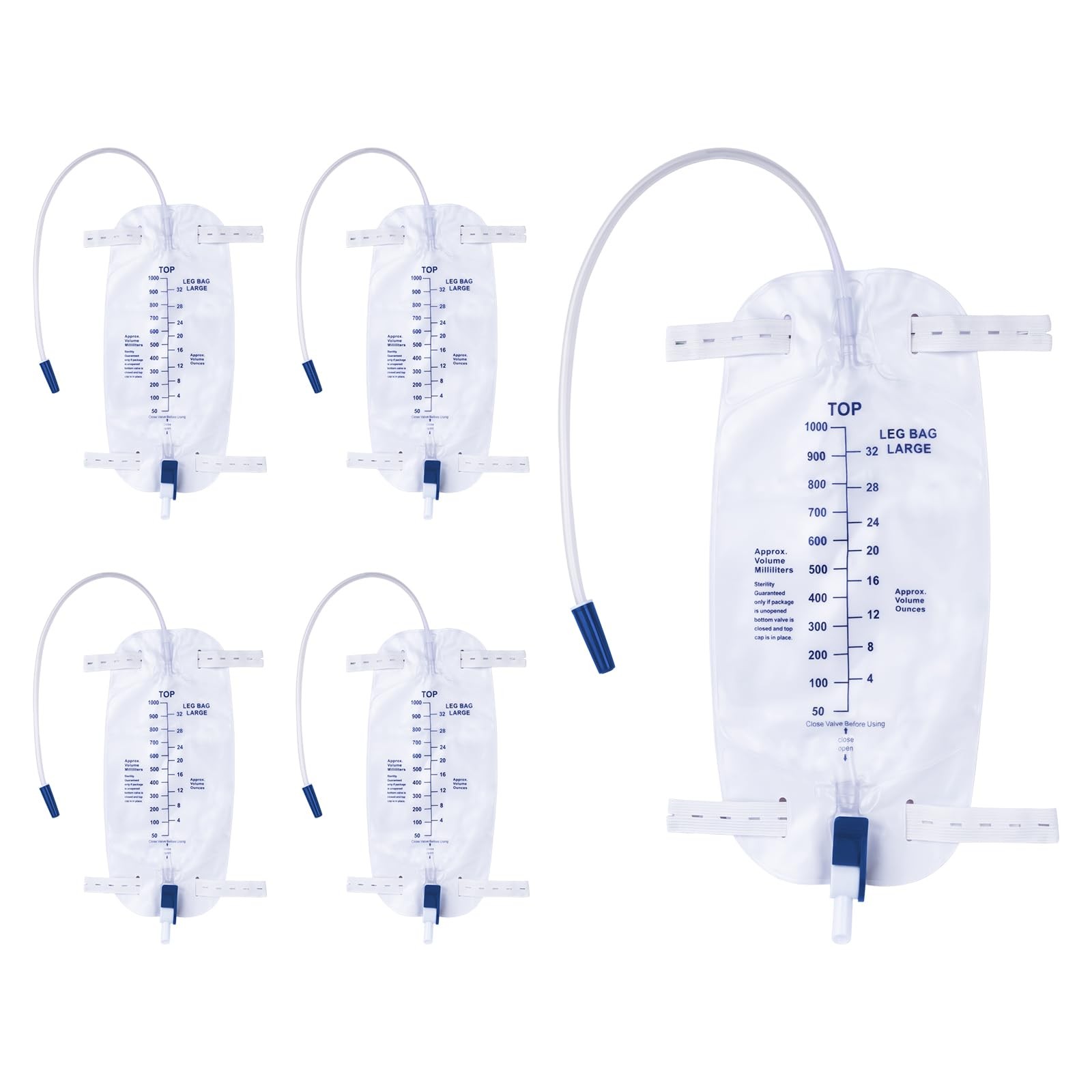 Catheter Leg Bags 1000ml with 18” Tubing, Urinary Drainage Bag for Men