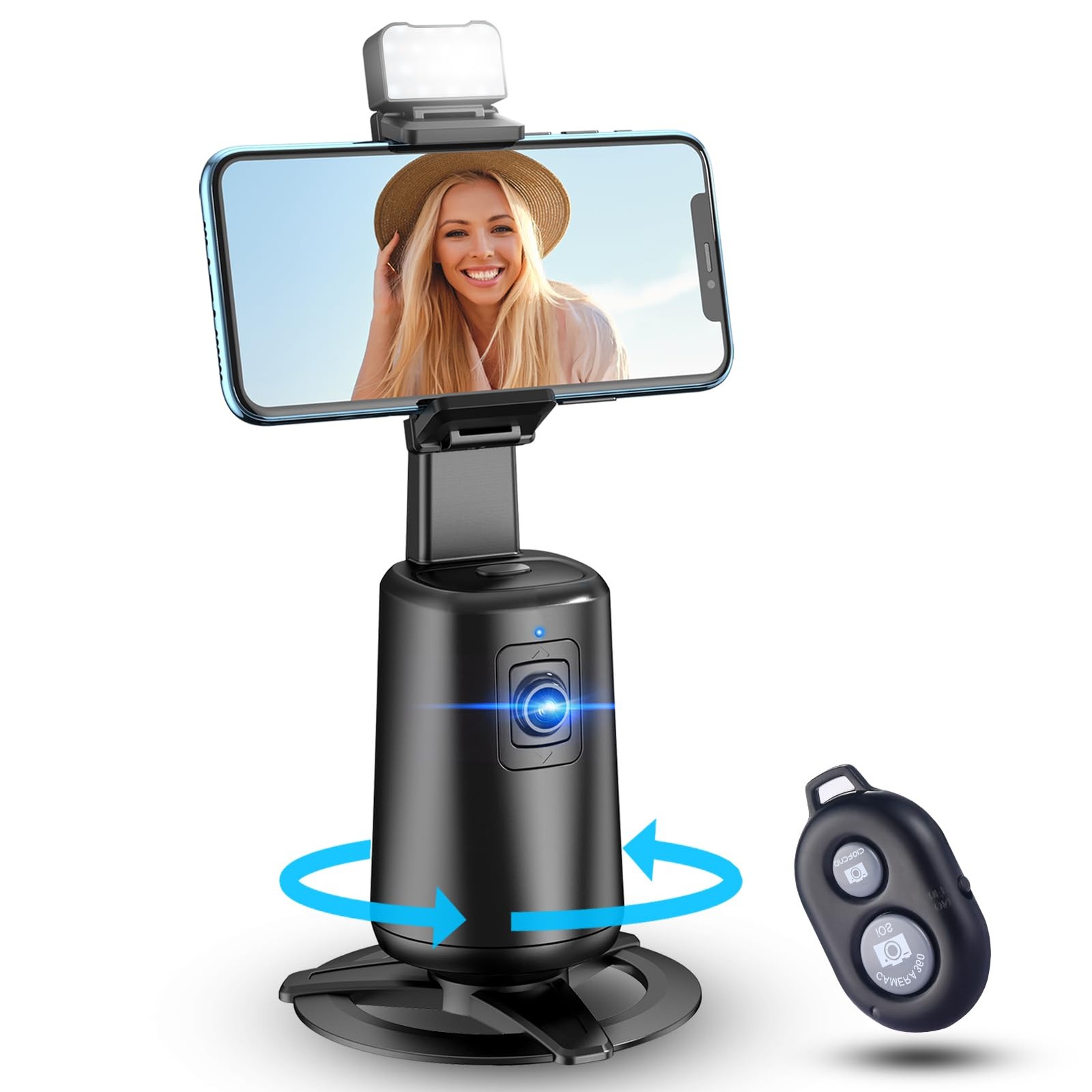 Auto Face Tracking Tripod 360° Rotating Cell Phone Photo and Video Kits Stand...