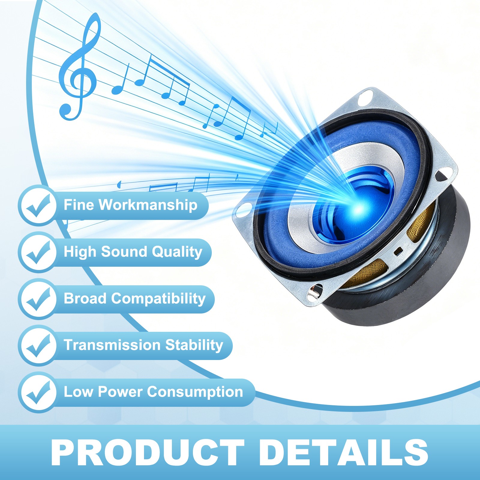 6Pcs 5W 4Ohm Small Speakers Square Micro External Magnet Speaker 45mm Blue