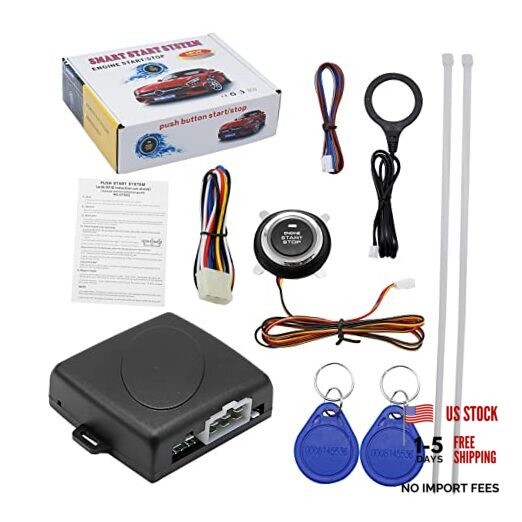 Smart RFID Push Engine Start Button kit & Keyless Entry Starter Systems to One