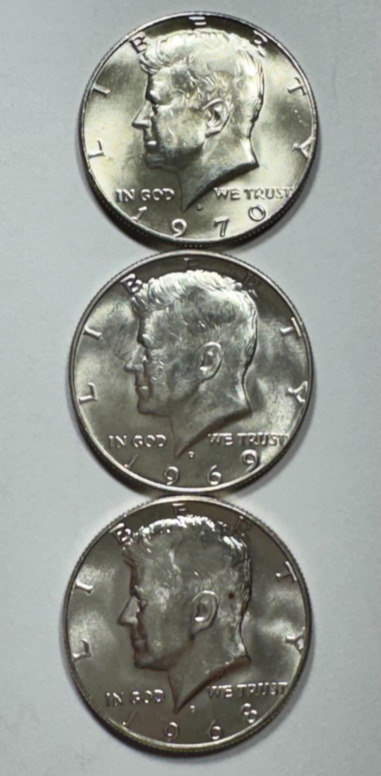 SALE!   1  1968 1969 1970 D Mint Choice BU 40% Silver JFK 3 Coin Lot Nice!!!