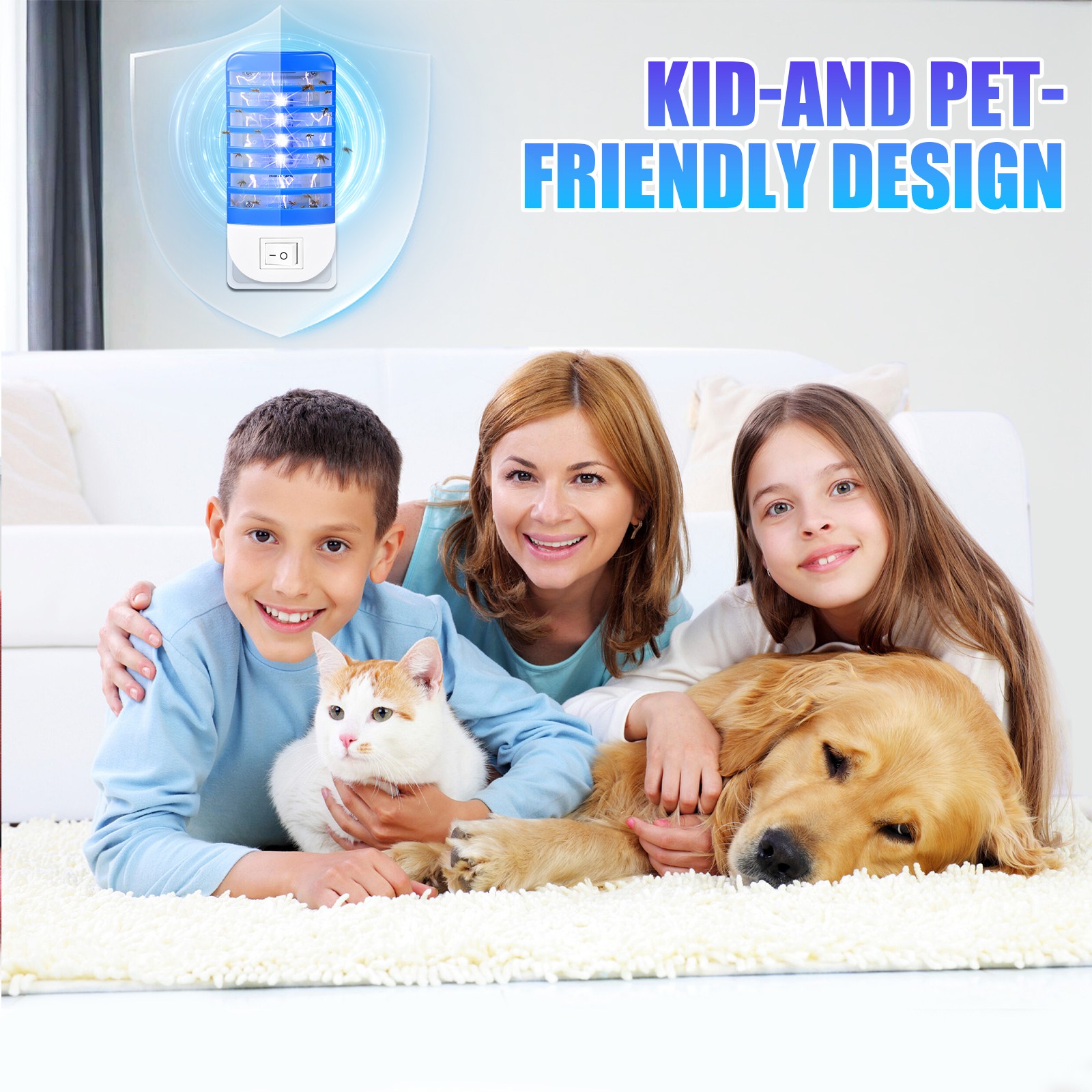 4 Dark Blue Rectangular Lamps: Efficient Mosquito-Killing Solutions