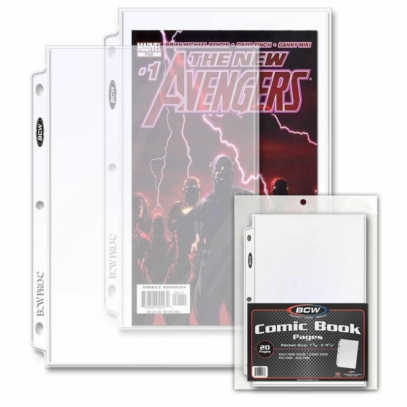 5 pks of 20 (100) BCW 7 ³⁄₁₆" x 11 ¼" Current/Silver Comic 1-Pocket Binder Pgs