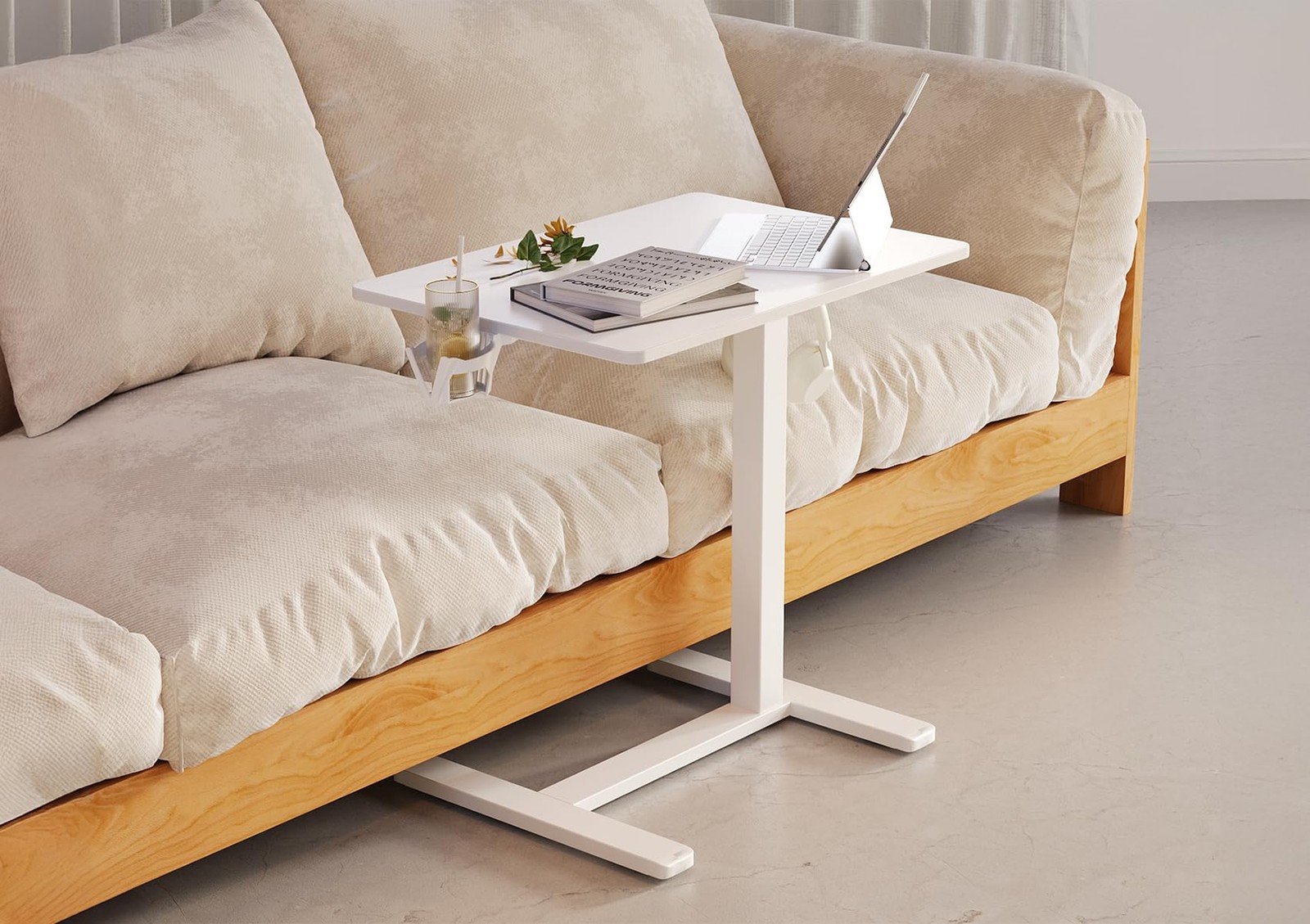 Claiks Mobile Overbed Table with Wheels - 25.5" Adjustable Height Standing De...