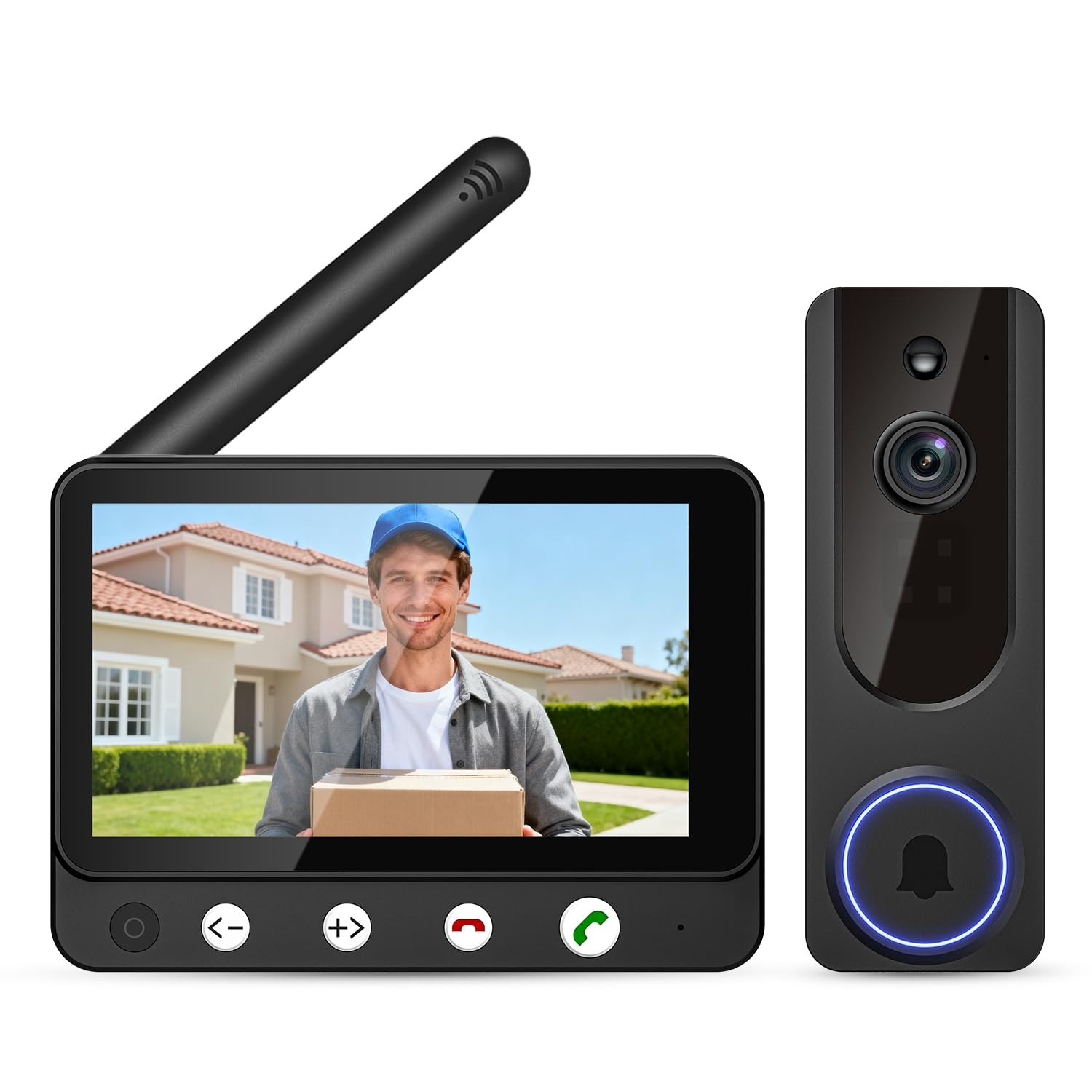 Wireless Doorbell Camera System with 4.5" Screen Indoor Video Door Monitor