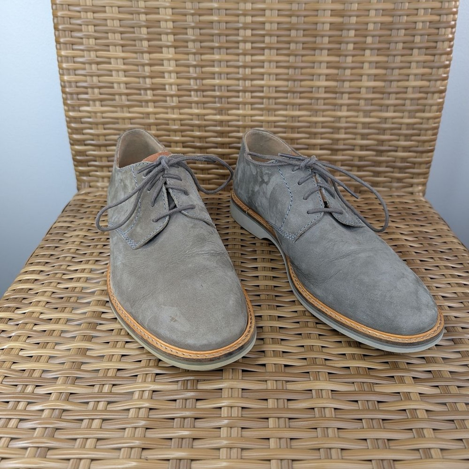 Clarks Suede Lace-Up Oxfords Loafers Dress Shoes Gray Men's Size 8