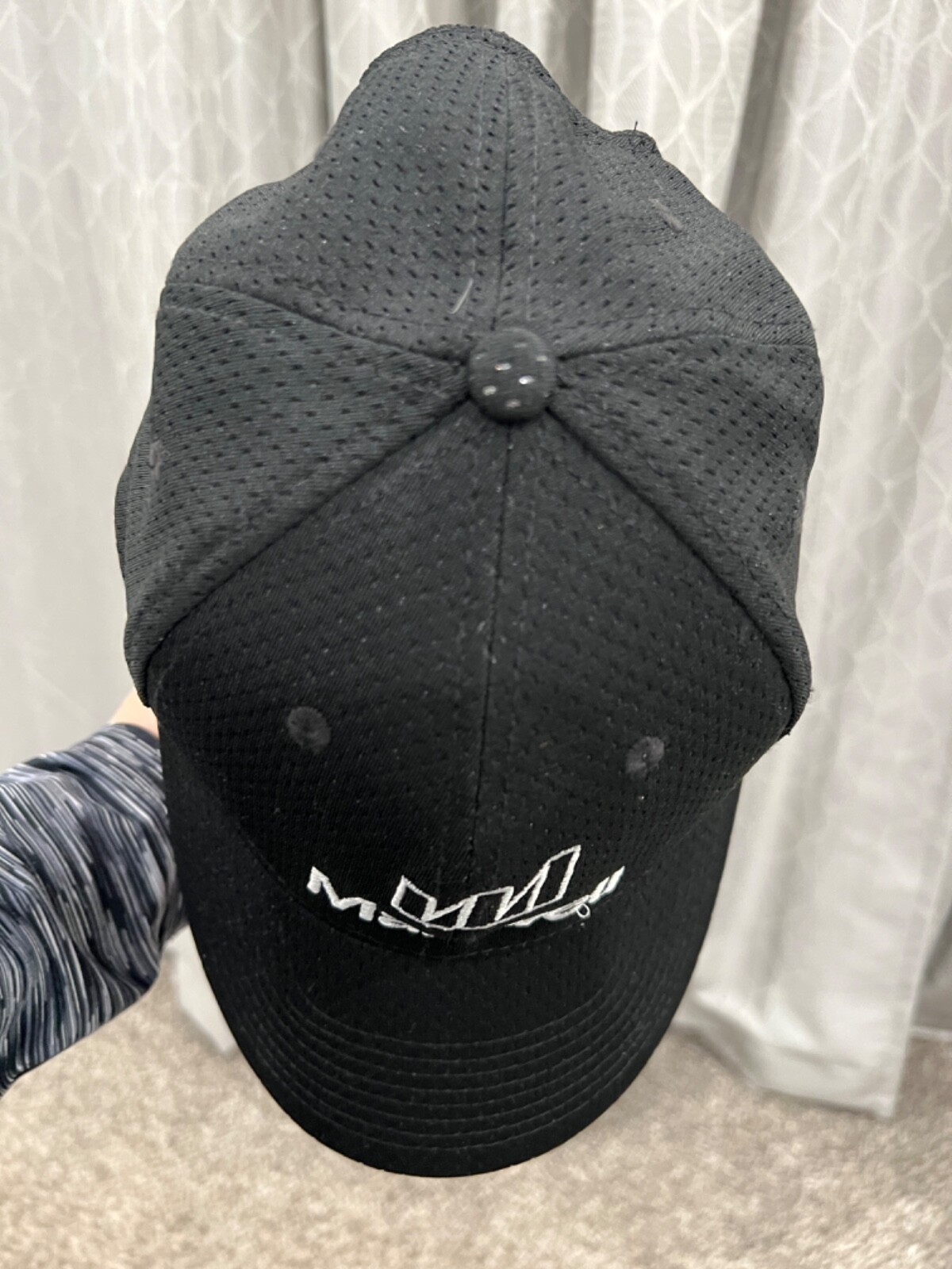 Maxwell Logo Black Knit Mesh Hat Cap White Embroidered MAXWELL letters logo