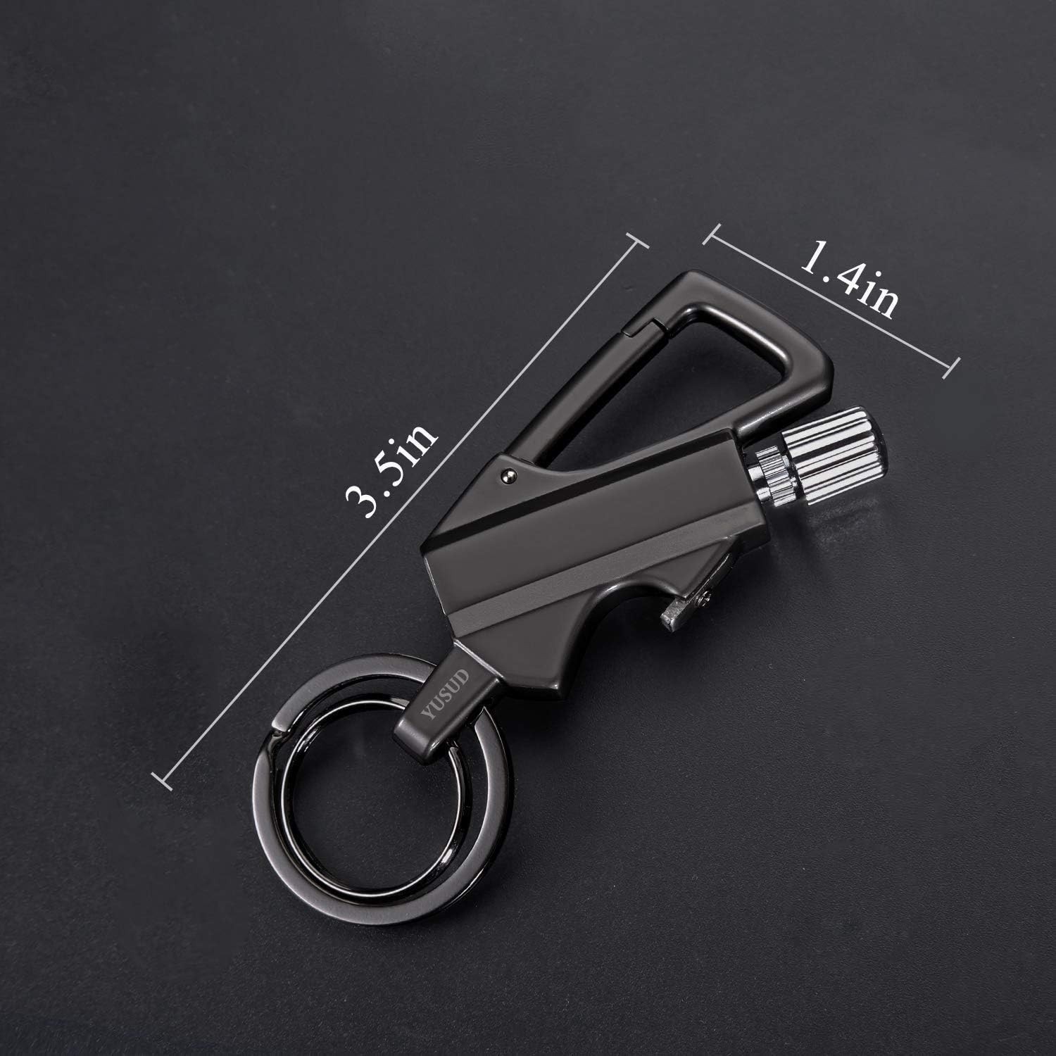 Multi-Function Black Flint Fire Starter Keychain - Ideal for Camping & Hiking