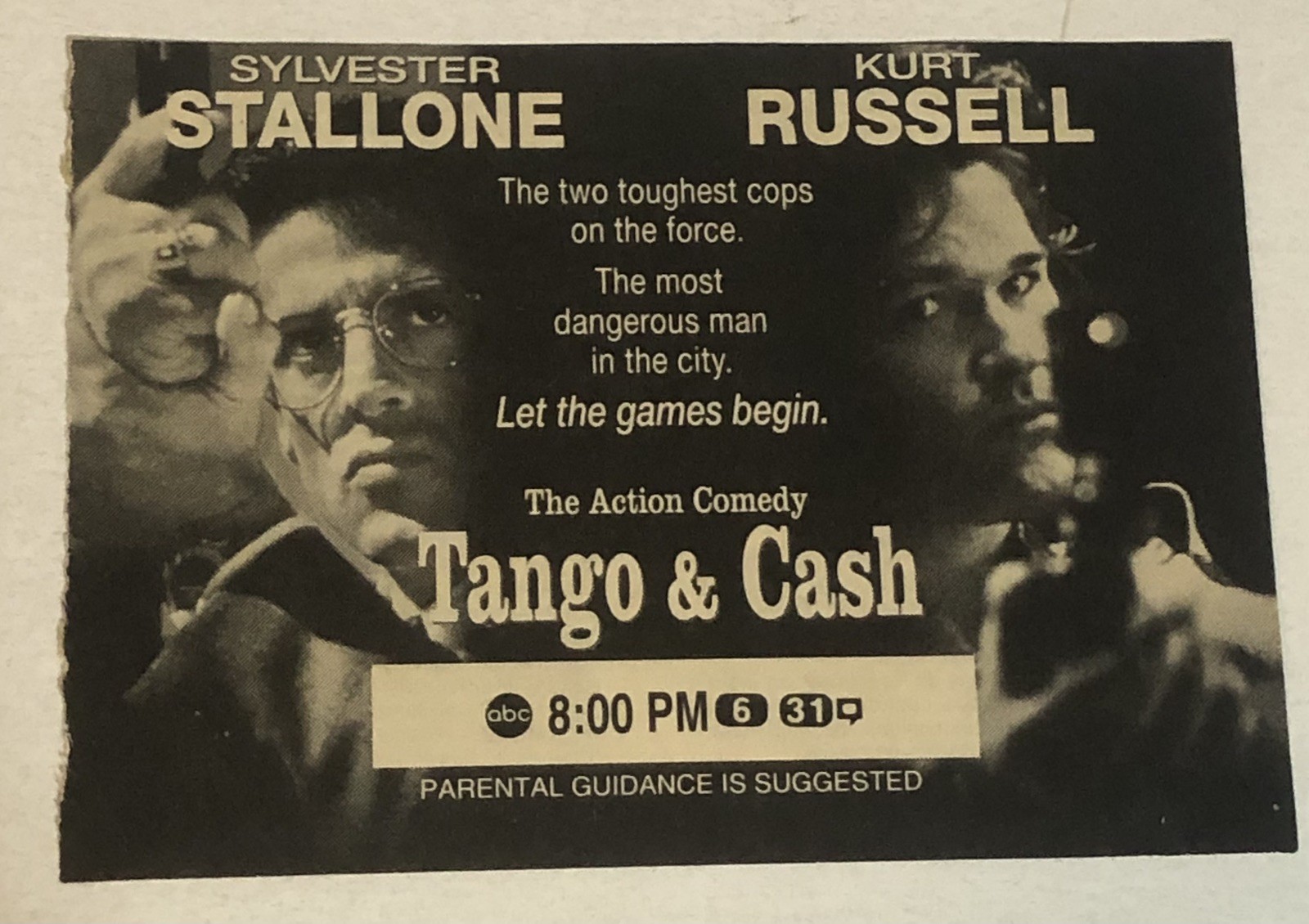 Tango And Cash Movie Vtg Print Ad Sylvester Stallone Kurt Russell TPA19