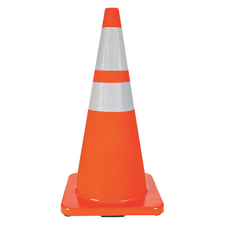 Zoro Select 6Fhc6 Traffic Cone, Pvc, High-Intensity Prismatic, 28 In Height, 7,
