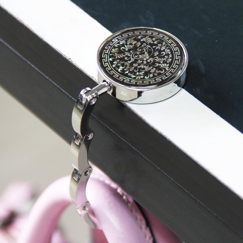 1Pc Round Table Flowers Portable Foldable Purse Bag Hanger Handbag Hook Holder