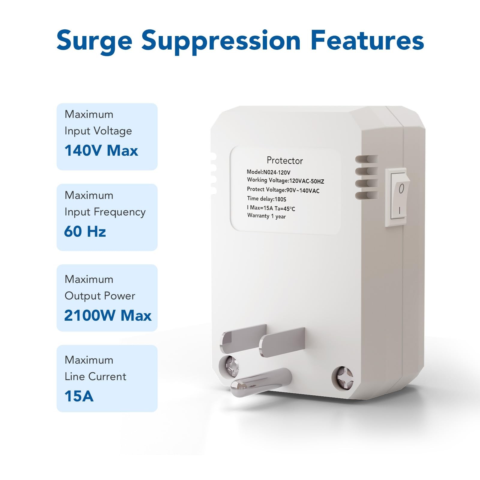 BSEED Single Outlet Surge Protector, Small Protector Wall 120-1 Pack