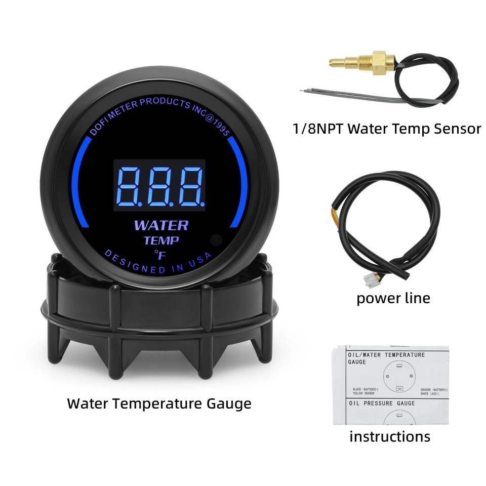 2" 52mm Blue LED Car Digital Water Temp Gauge 68-248Fahrenheit Meter with sensor