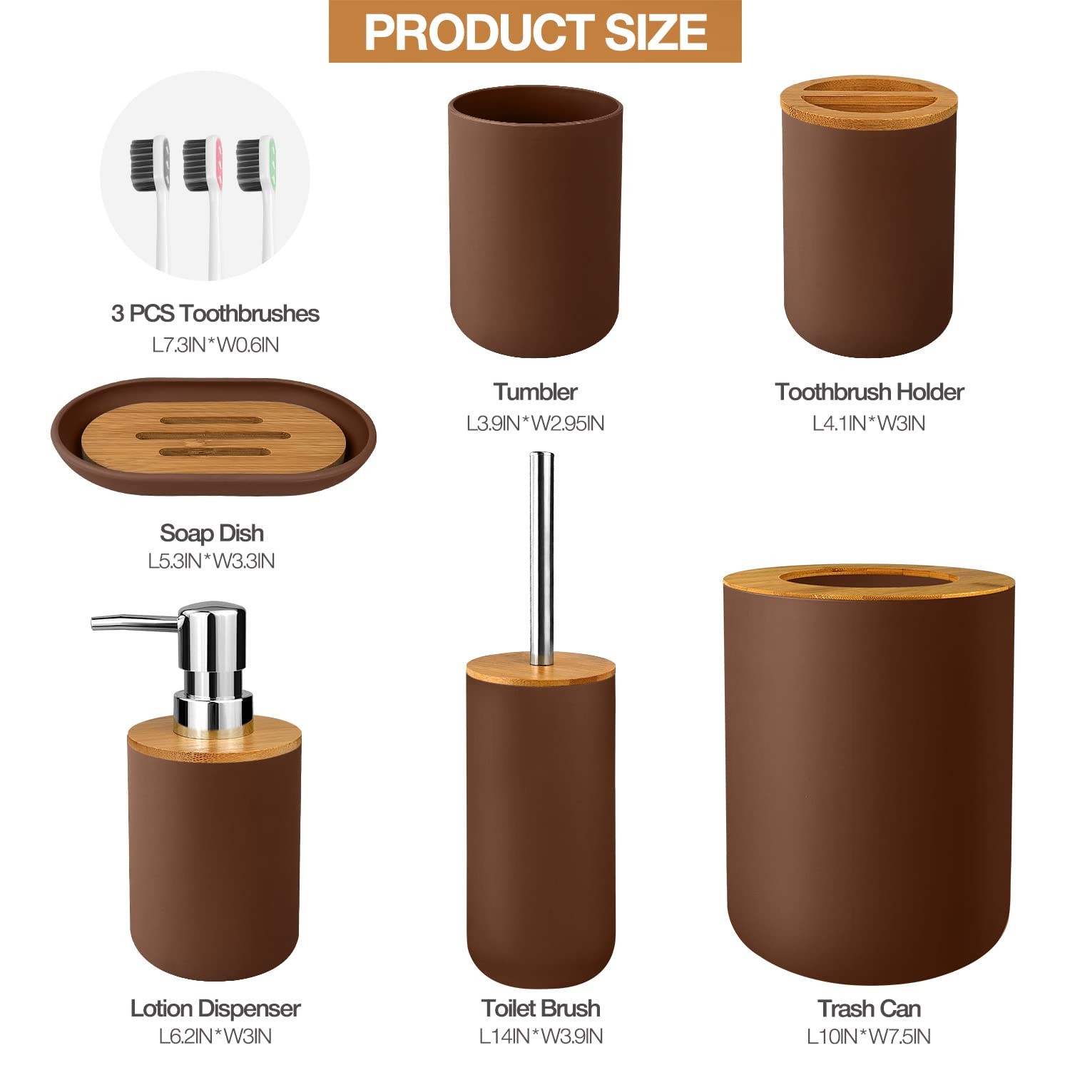 6 Pcs and Plastic Bathroom Accessories Sets, Includes Toothbrush Cup, Toothbr...