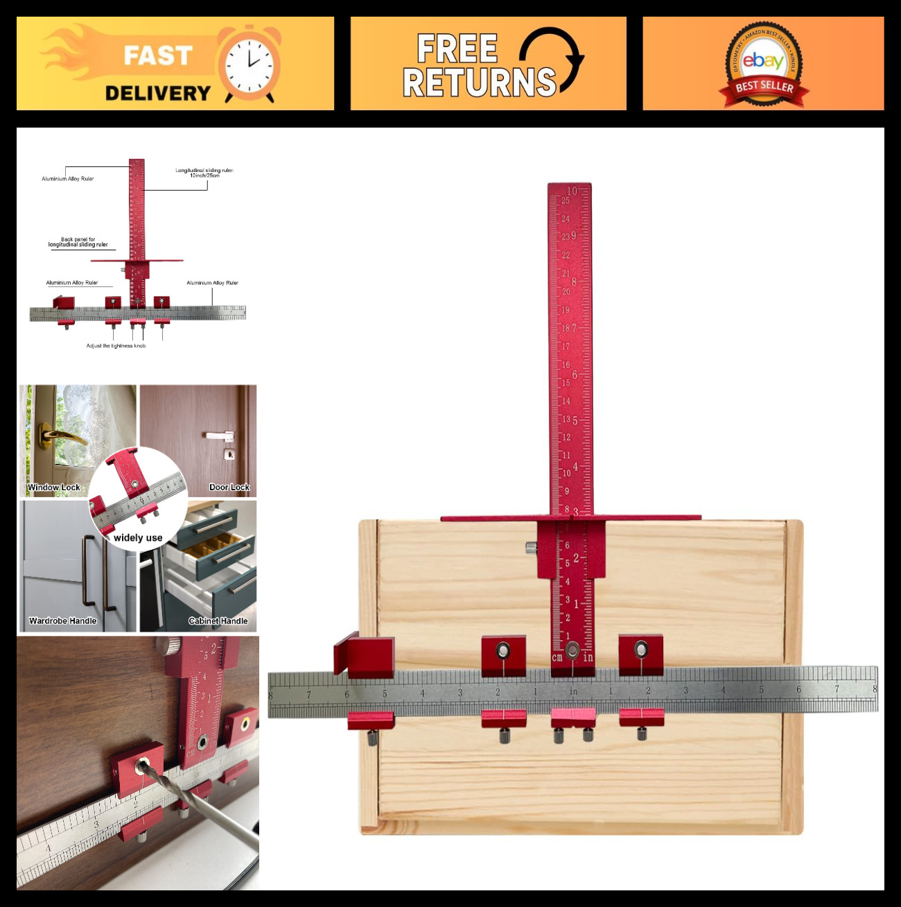 Cabinet Hardware Jig Tool for Drawer Pulls & Door Handles | Aluminum Template, P