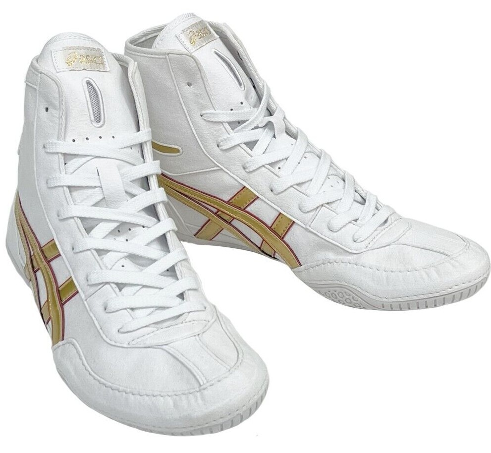 【Shoe bag included】Asics Wrestling Shoes White x Gold x Red US9.0