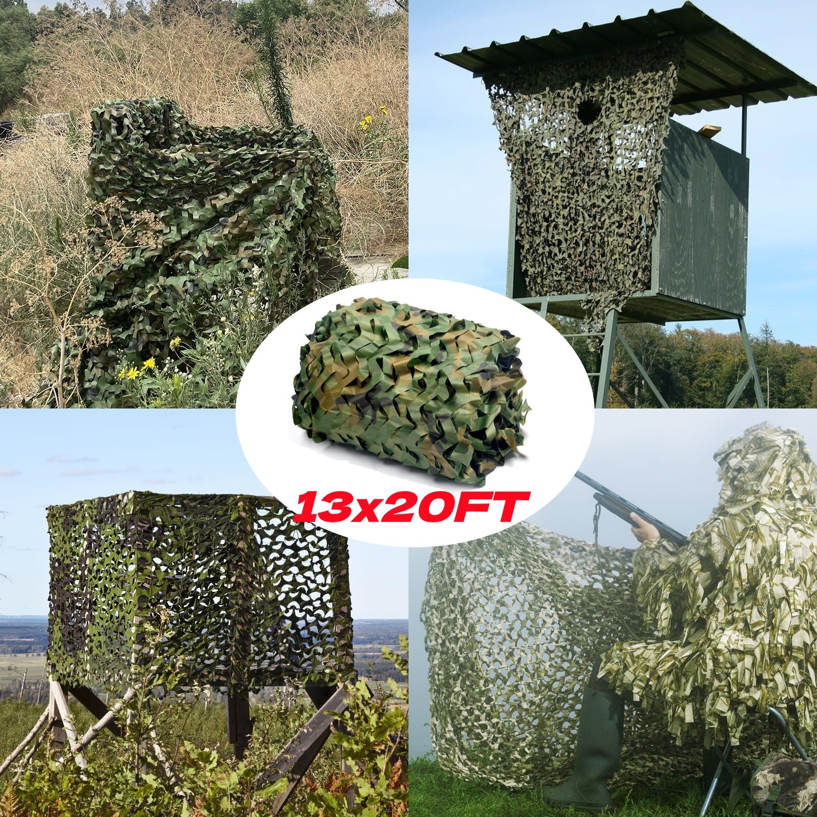 Camouflage Netting Military Sunshade Mesh for Hunt Camping Car Shading 13x20FT
