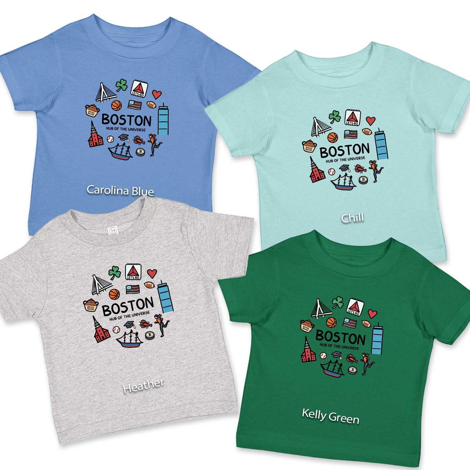 Toddler T-Shirt, Boston Doodle Playful Icons, Unisex Toddler 2T-5/6