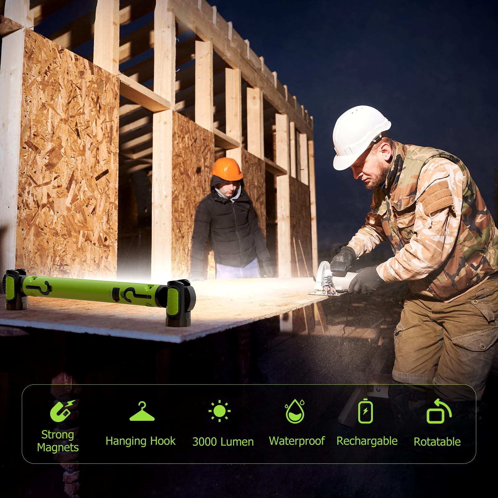 Illuminate Any Job With 3000LM LED - 2 Pack Rechargeable Work Lights