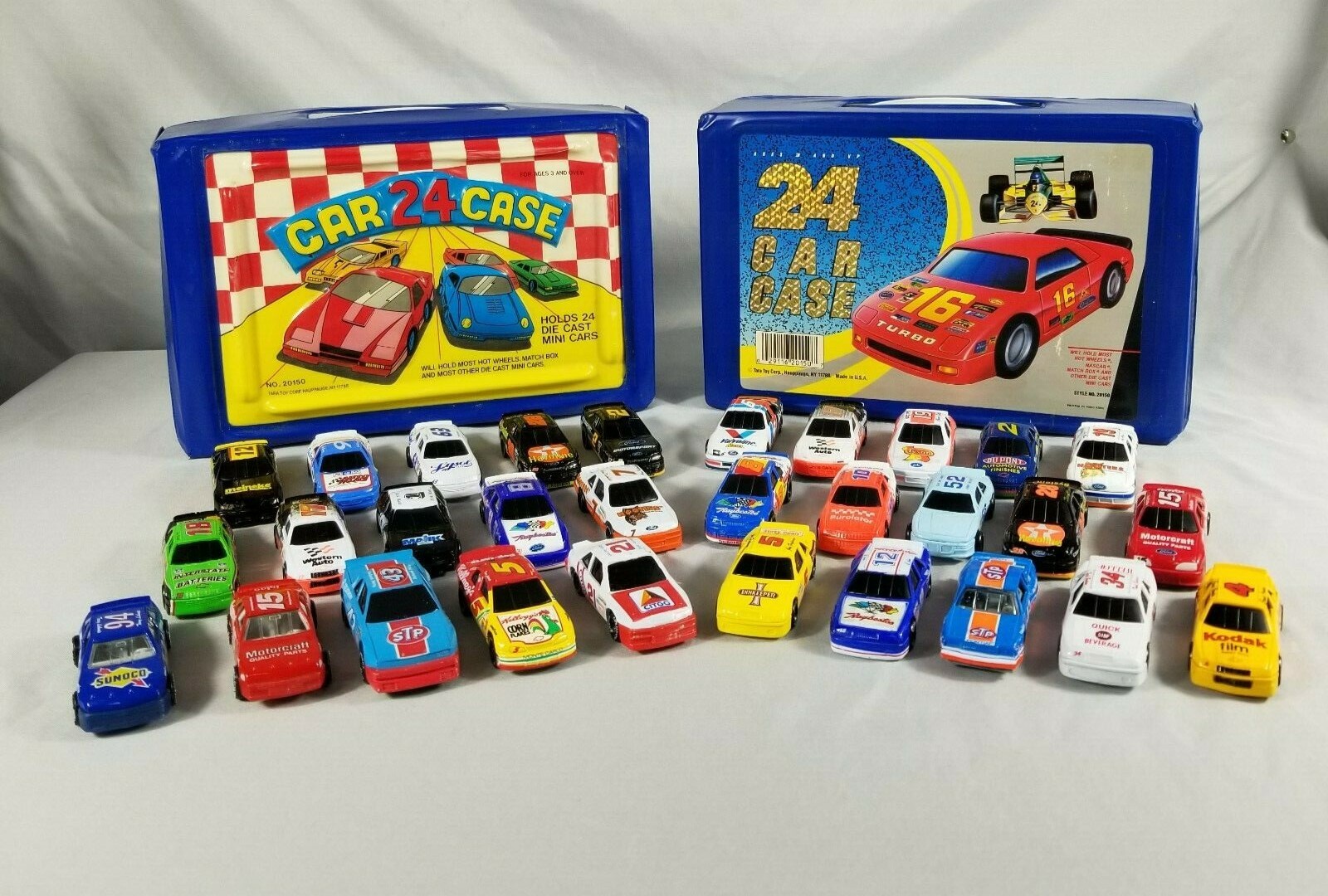 Two Tara Toy Corp 24 Car Carrying Cases Plus 30 Car Lot Racing Champions Vintage