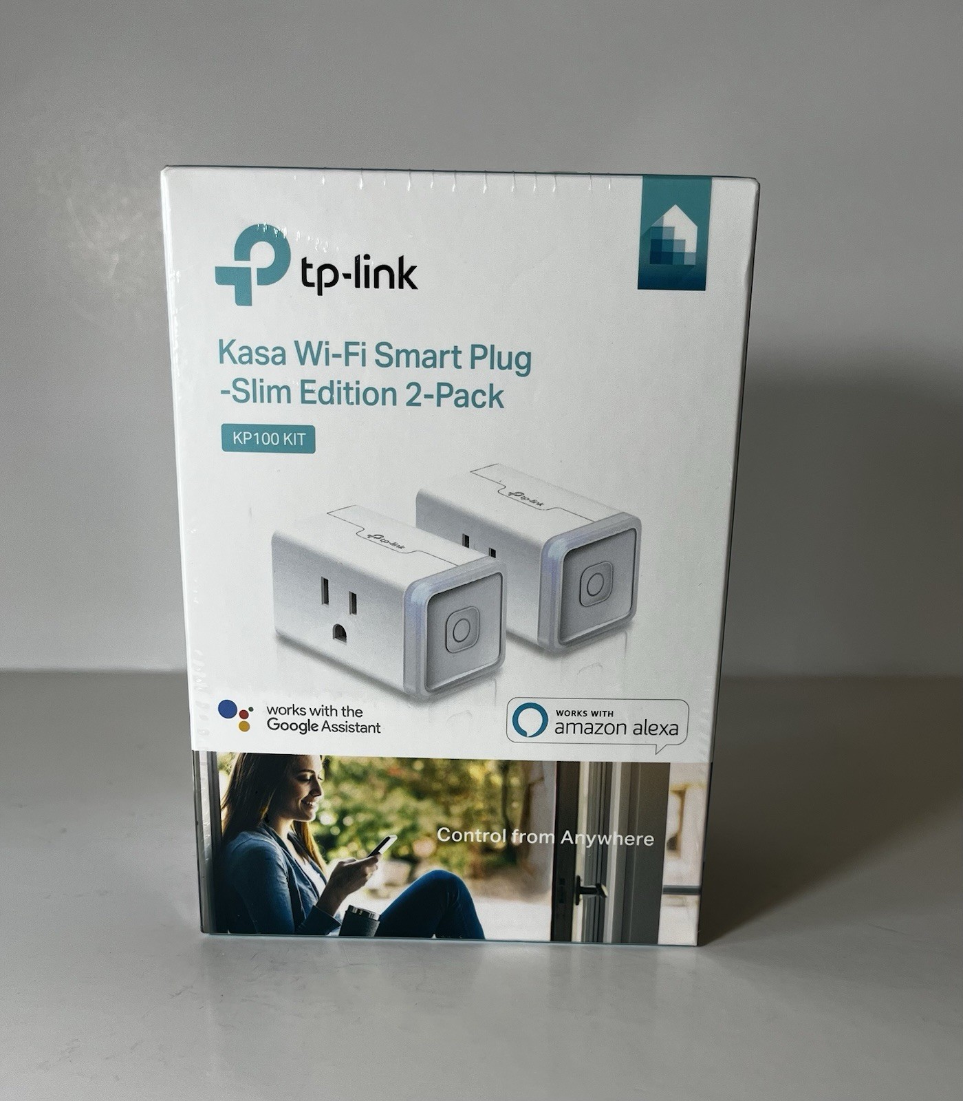 TP-Link Kasa Smart WiFi Plug KP100 KIT Slim Edition 2-Pack Alexa Google NEW