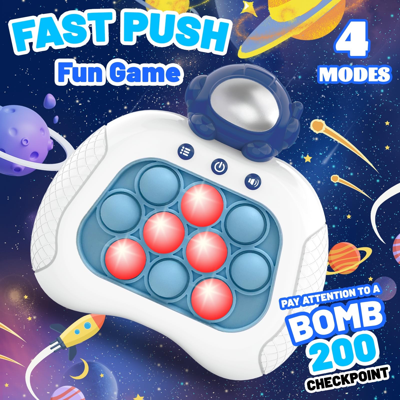 weirtoya Fast Push Game, Pop Bubble Fidget Toy Quick Push Light Up Popping Game