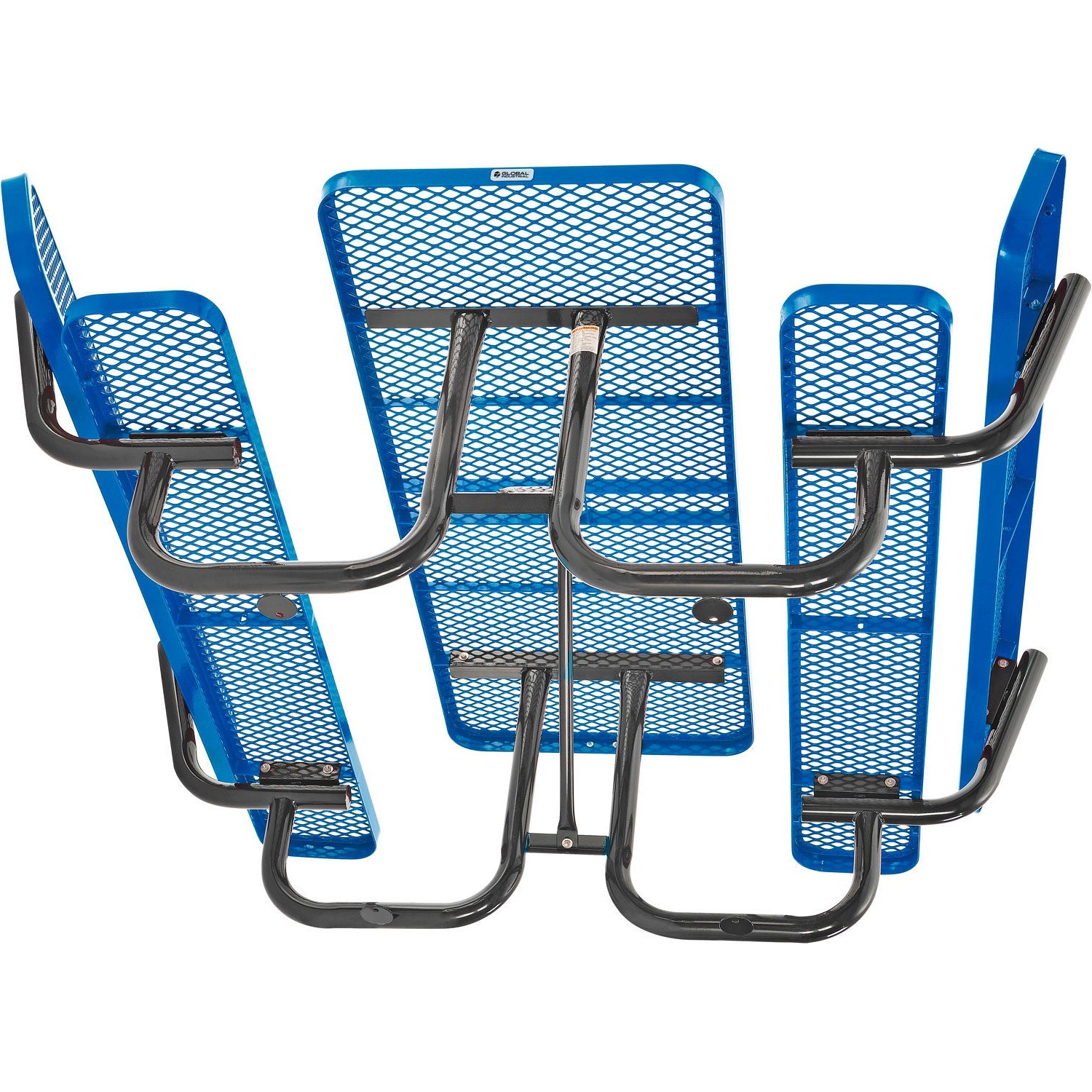 6' Rectangular Outdoor Expanded Metal Picnic Table With Backrests Blue