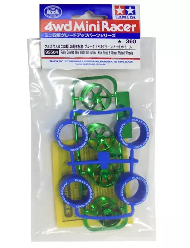 Plastic Model Full Cowl Mini 4Wd 25Th Anniversary Blue Tires Green Plated Wheels