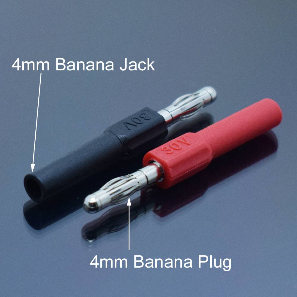 4 pairs Copper Insulated 4mm Banana Male to 4mm Banana Female Adapter Converter