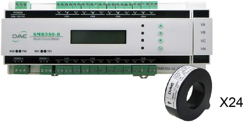 DAE SMB350-UL-8-B Kit, 24-circuit electric Monitor / submeter, RS485, 16 CTs