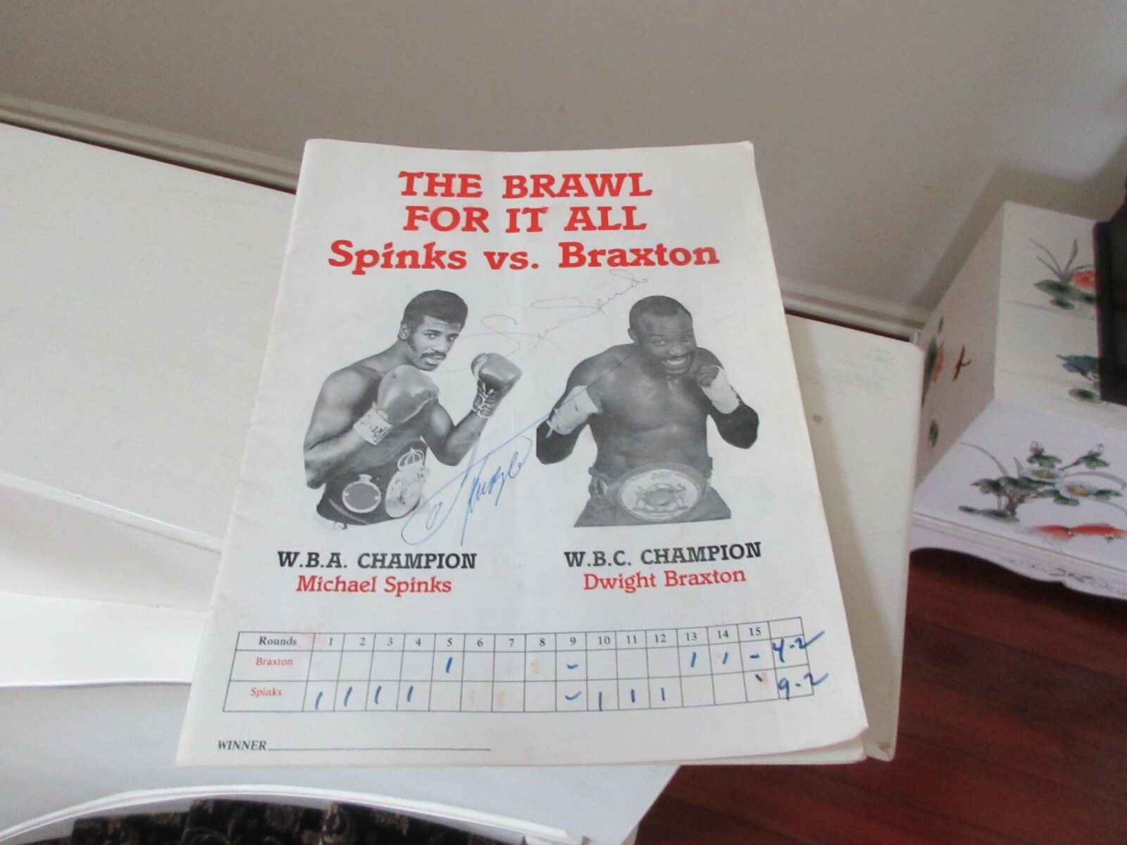 Spinks vs Braxton , The Brawl For It All , Autographed by both Fighters , 1/1983