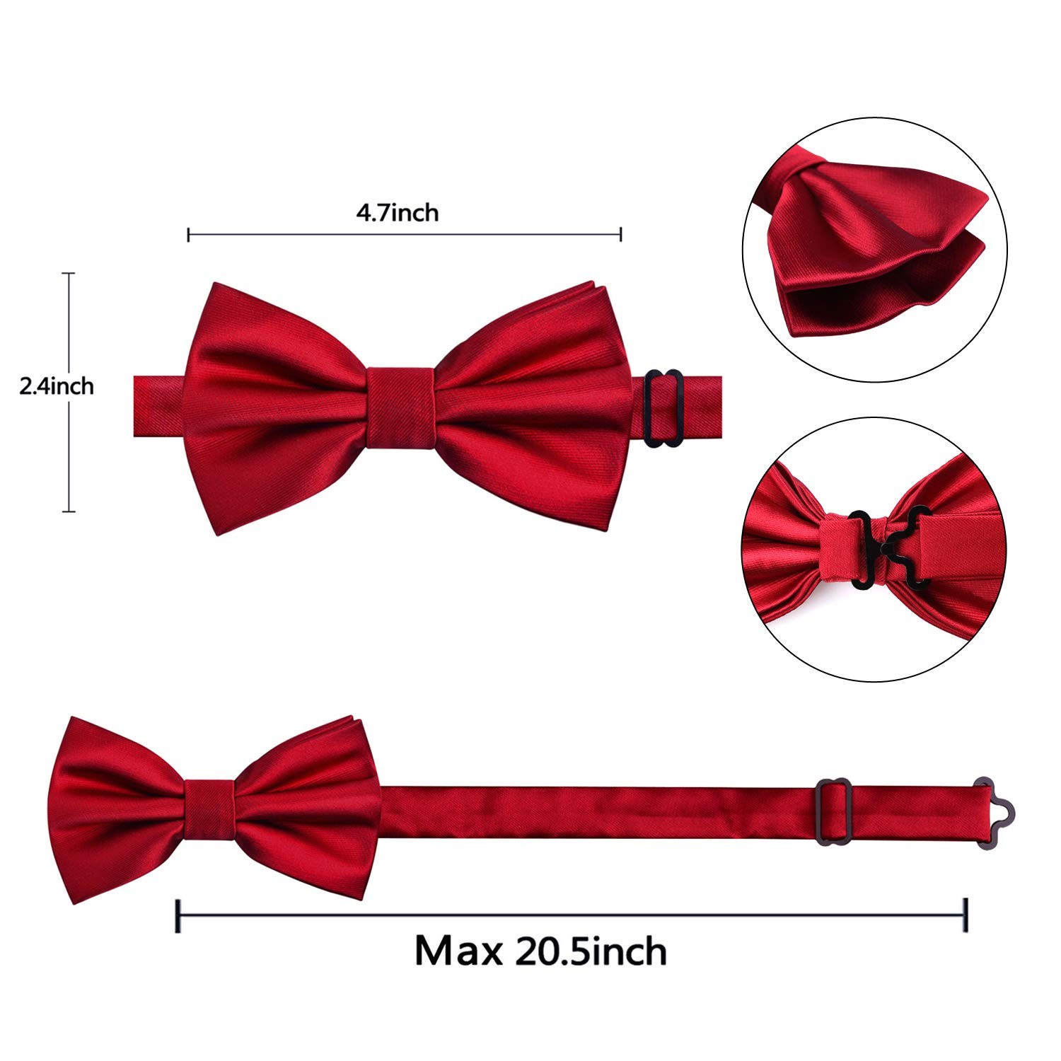 Multicolored Silk Solid Cummerbund for Mens Gift Bow Tie Set, Black
