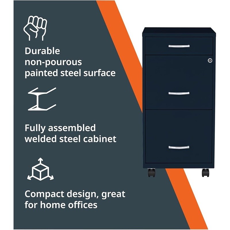 3 Drawer Rolling File Cabinet Mobile Storage Solution W/ Lockable Drawers New