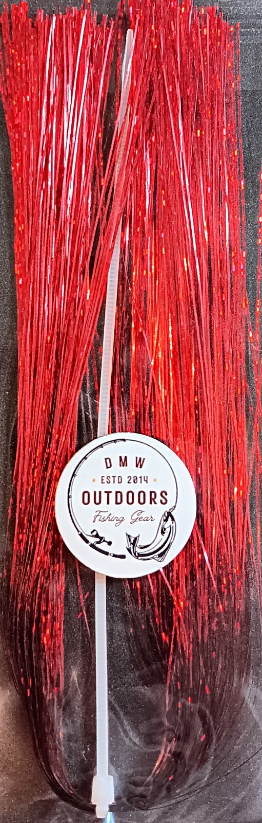 Flashabou .37mm, 11-1/2" long, DISCO RED, Fly Tying, Lures, Jigs, Flash, Flies