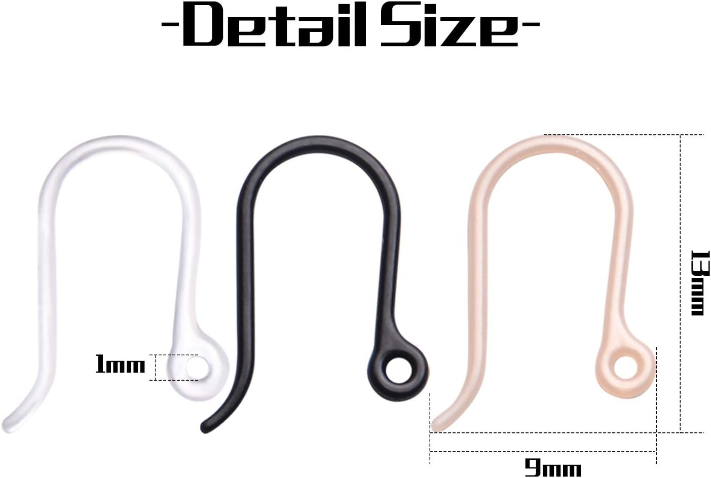 Plastic Earring Hooks, 50Pcs Non-Allergenic Plastic Earring Hooks Safety Ear