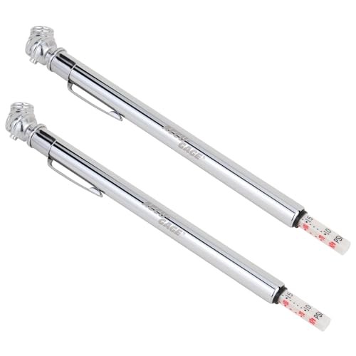 Pencil Tire Pressure Gauge 2 Pack (10-50 PSI), Air Pressure Gauge for Tires,