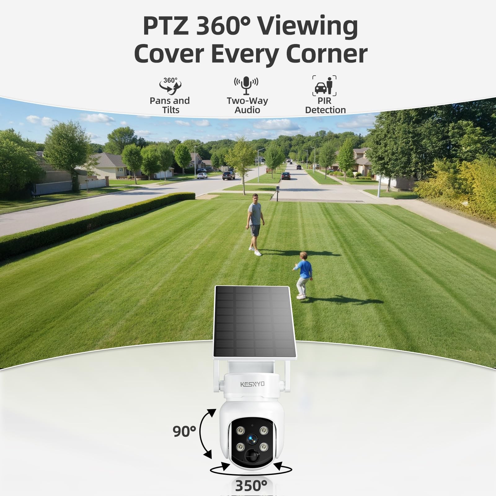 4MP Solar Security Camera, WiFi Camera for Home Security System, Battery Powe...
