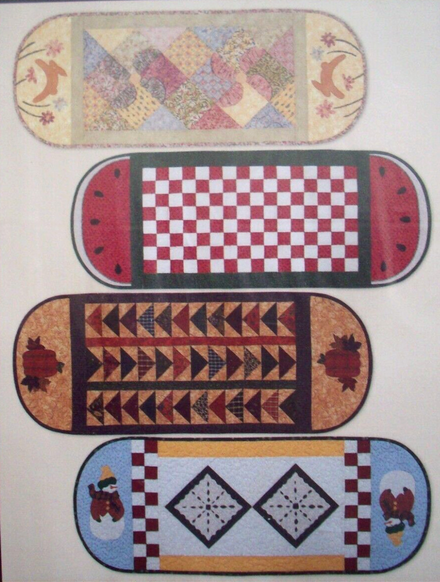 Seasonal Table runners watermelon bunny snowman pumpkin quilt pattern uncut  *A1