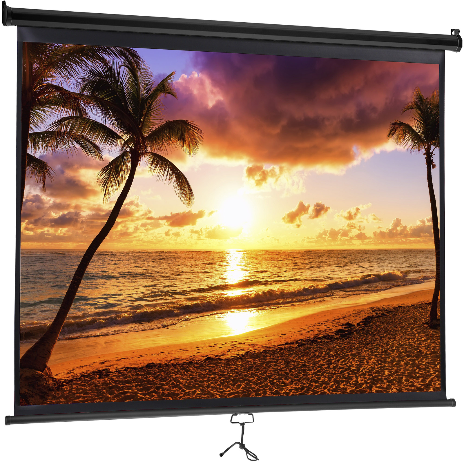 Black Projector Screen Pull Down 16:10 Foldable Wall Mount HD Projection Screen
