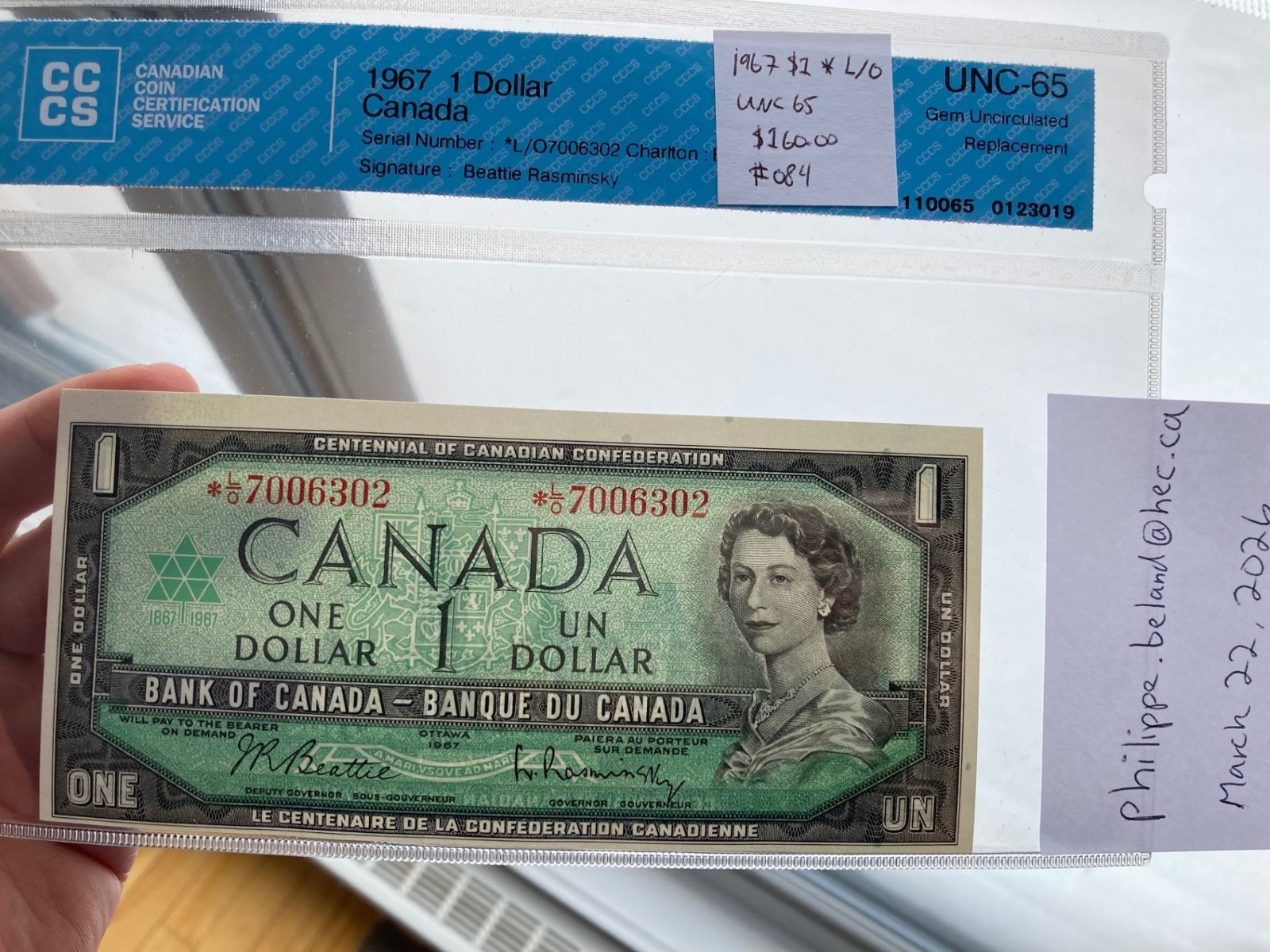 1967 $1 *L/O Replacement BC-45bA CCCS UNC-65