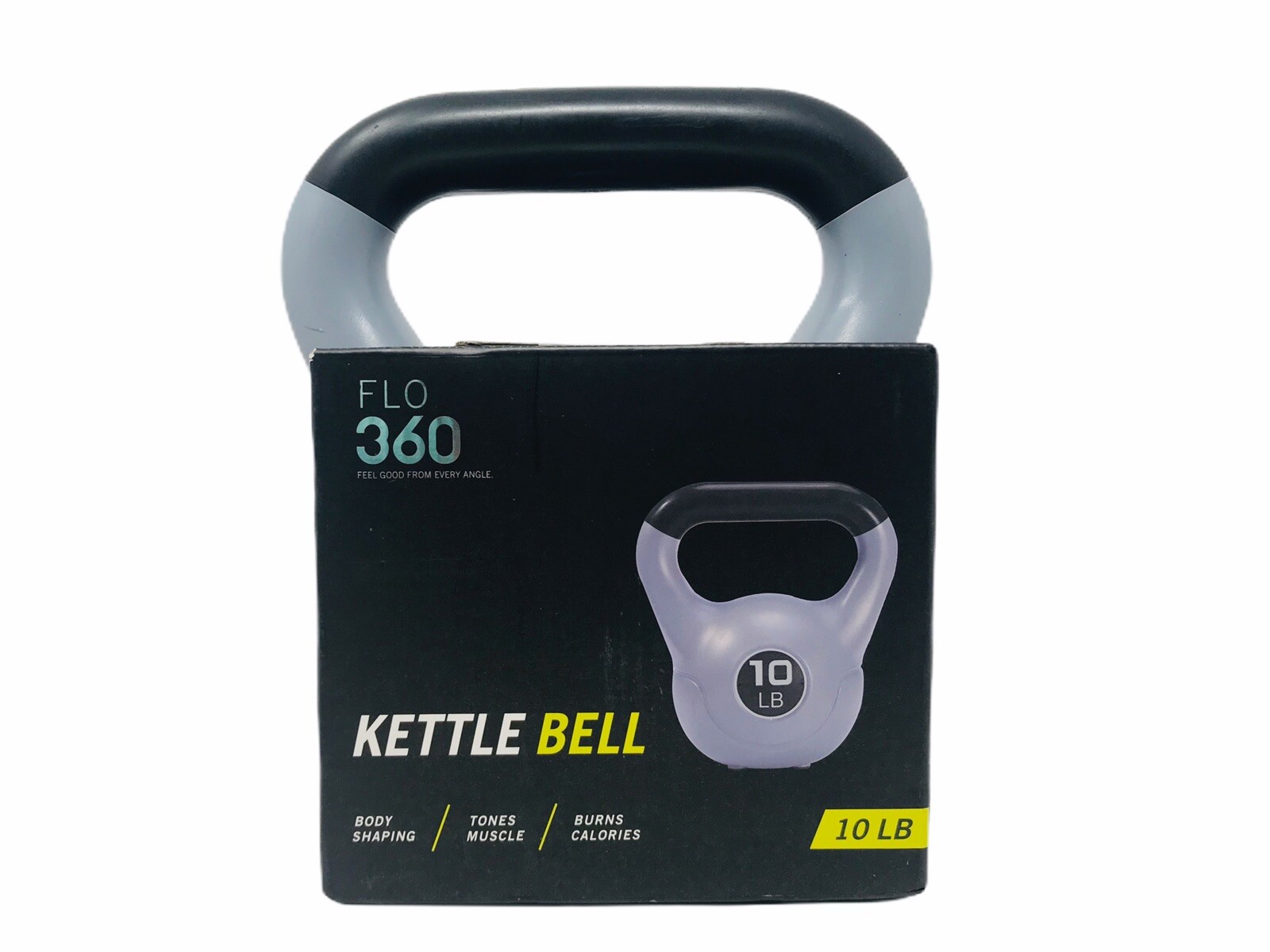 Flo 360 10 LB Grey Black Kettle Bell Body Shaping Tones Muscles Weight Exercise