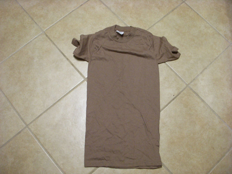 US MILITARY BROWN CREWNECK SHORT SLEEVE SHIRT SIZE XX-S NEW