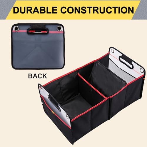 Car Trunk Organizer, Collapsible Auto Trunk X-Large Rectangular Black/Red