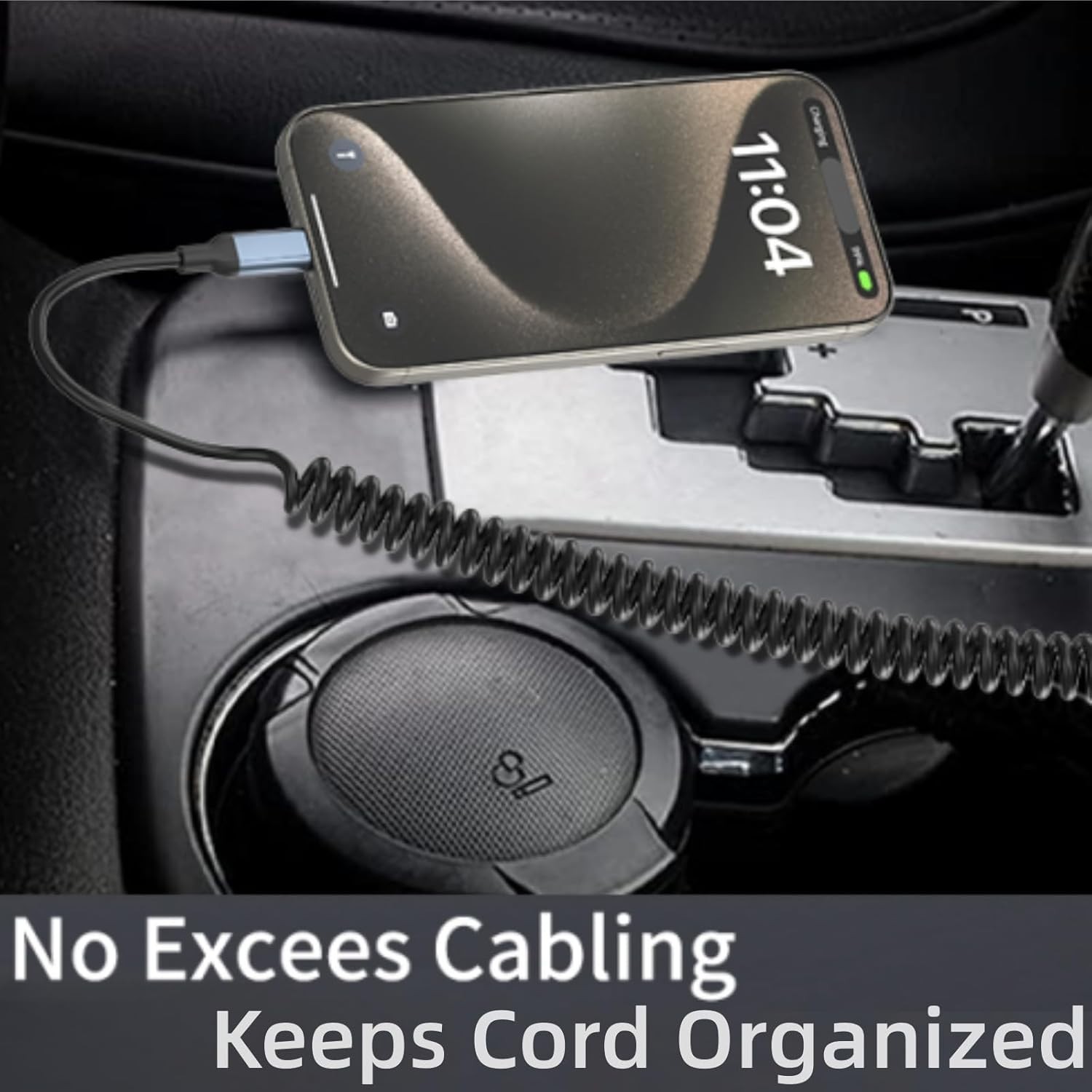Coiled Lightning Cable for Car, [MFi Certified] 2Pack Retractable iPhone Charger
