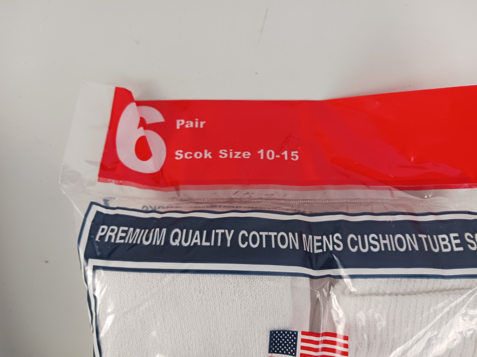 6 Pairs Men's Cotton Athletic Sports Tube Socks, White, Sock Size 10-15,