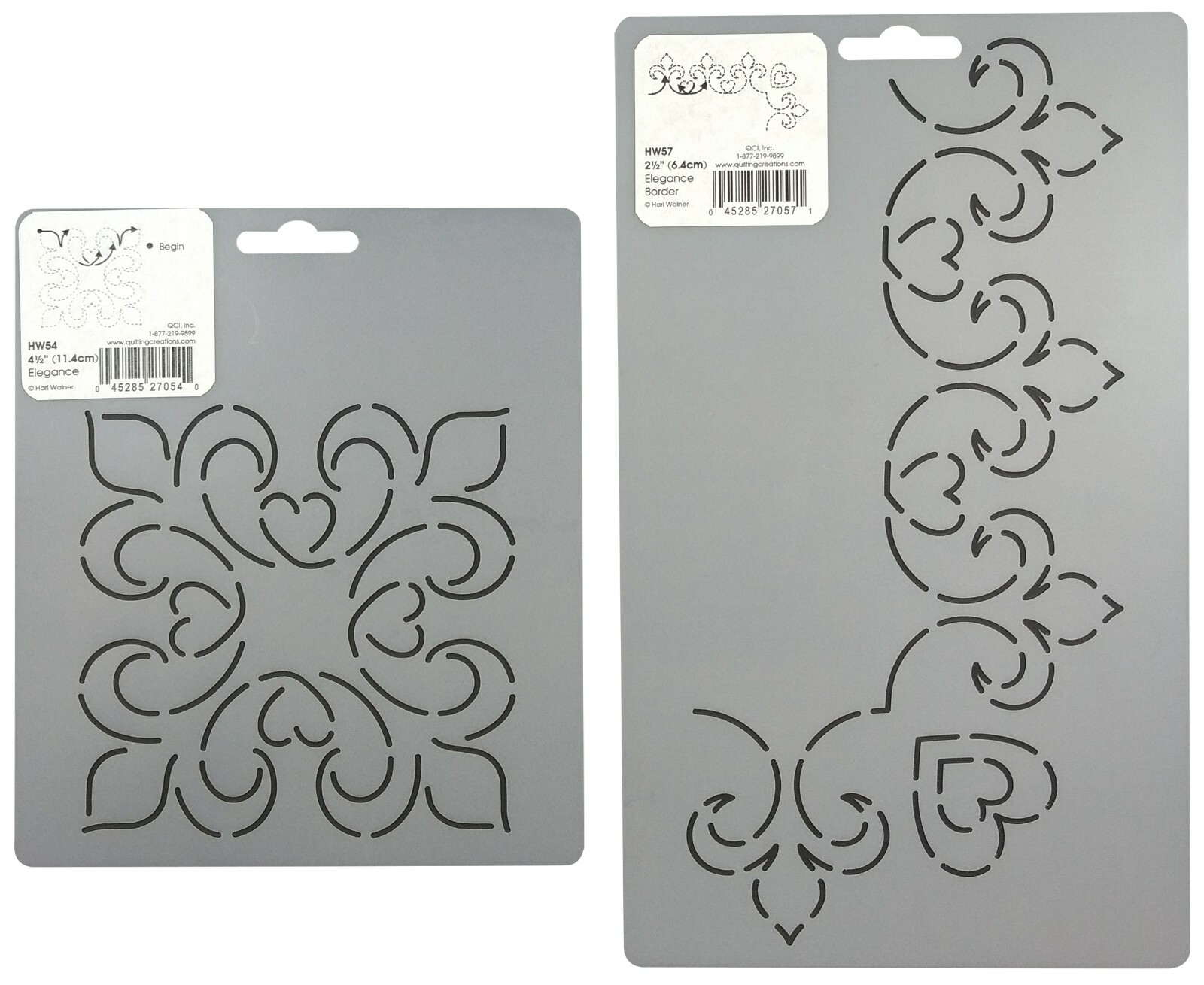 2 Quilting Stencils Victorian Motifs Heart Quilt Pattern Block & Border Stencil