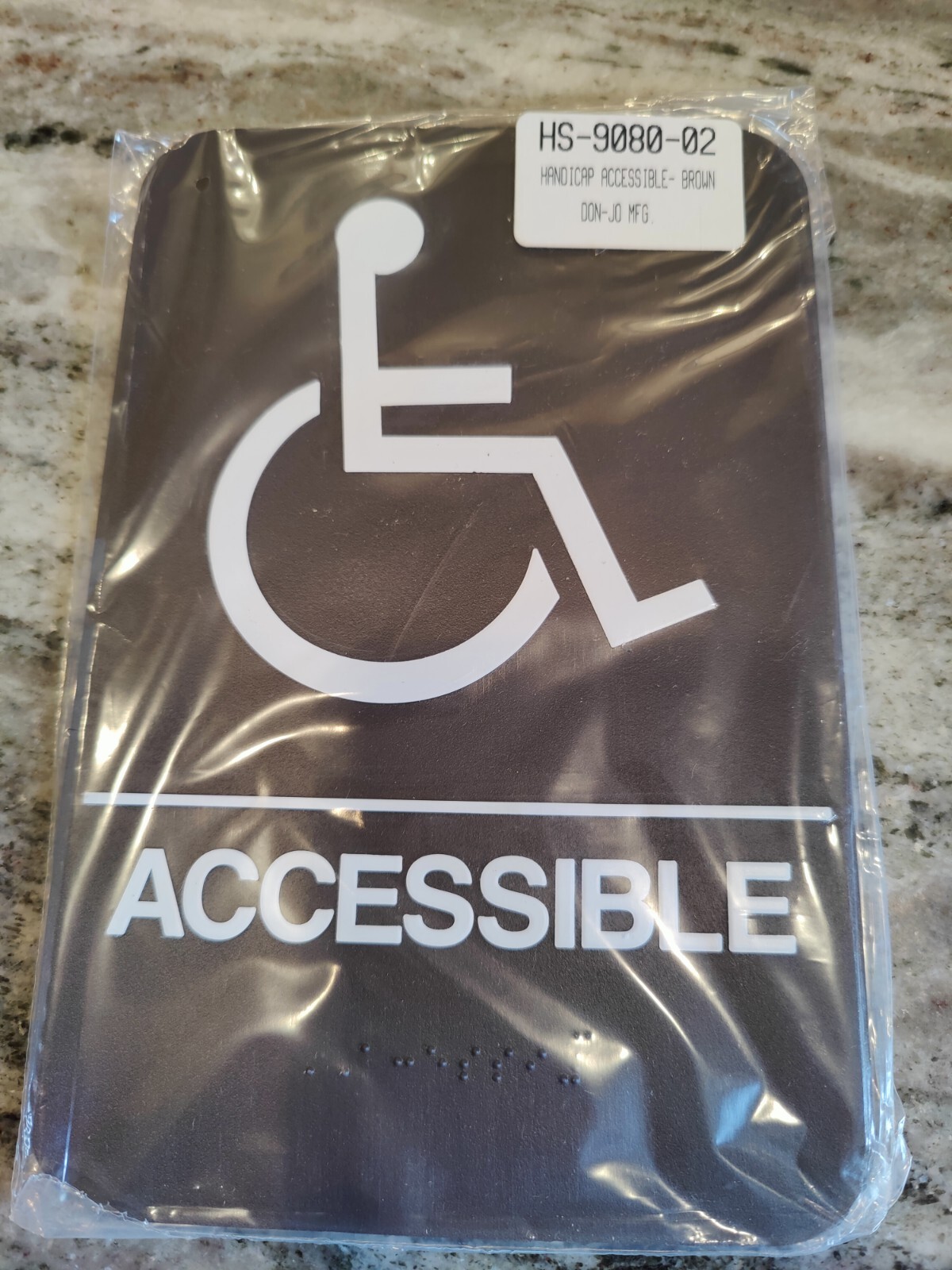 Don-Jo HS-9080-02 DON-JO SIGN, Handicap Accessible Brown With Braille 6x9